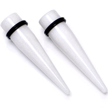 Load image into Gallery viewer, White Shimmer Acrylic Straight Taper Set 6mm to 20mm Sizes
