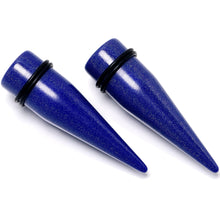 Load image into Gallery viewer, Blue Shimmer Acrylic Straight Taper Set 6mm to 20mm Sizes

