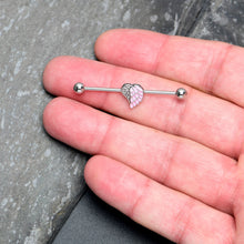 Load image into Gallery viewer, 14G Pink Heavenly Heart Angel Wings Industrial Barbell 38mm
