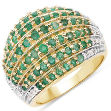 将图片加载到图库查看器，2.16 Carat Genuine Zambian Emerald and White Topaz .925 Sterling Silver Ring
