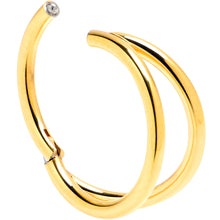 将图片加载到图库查看器，16G 3/8 Gold Tone Double Row Illusion Hinged Segment Ring
