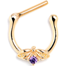 Load image into Gallery viewer, 16G 5/16 Purple Gem Gold Tone Beauty Bug Cartilage Clicker
