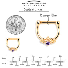 Load image into Gallery viewer, 16G 5/16 Purple Gem Gold Tone Beauty Bug Cartilage Clicker
