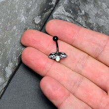 Load image into Gallery viewer, Aurora Clear Gem Black Gothic Butterfly Belly Ring
