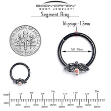将图片加载到图库查看器，16G 3/8 Aurora Gem Black Beauty Bug Hinged Segment Ring
