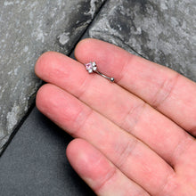 Load image into Gallery viewer, 16G 5/15 Clear Pink CZ Gem  Rhombus Riot Curved Eyebrow Ring

