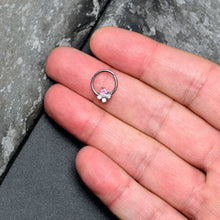 Load image into Gallery viewer, 16G 3/8 Pink Clear CZ Gem Rhombus Riot Hinged Segment Ring

