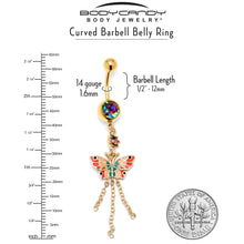 将图片加载到图库查看器，Vitrail Gem Gold Tone Sunrise Butterfly Dangle Belly Ring
