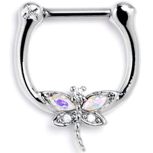 Load image into Gallery viewer, 16G 5/16 Aurora CZ Gem Understated Dragonfly Cartilage Clicker
