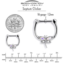 Load image into Gallery viewer, 16G 5/16 Aurora CZ Gem Understated Dragonfly Cartilage Clicker
