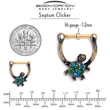 Load image into Gallery viewer, 16G 5/16 Blue Gem Gold Tone Sweet Sea Turtle Cartilage Clicker
