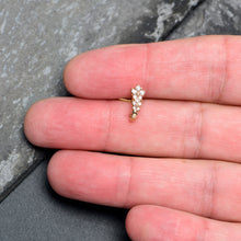 Load image into Gallery viewer, 20G 7mm Clear Gem Gold Tone Flower Duo Faux Hoop L Shape Nose Ring
