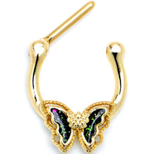 Load image into Gallery viewer, 16G 5/16 Vitrail Gem Gold Tone Classic Butterfly Cartilage Clicker
