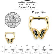 Load image into Gallery viewer, 16G 5/16 Vitrail Gem Gold Tone Classic Butterfly Cartilage Clicker
