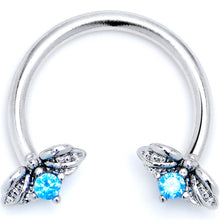 Load image into Gallery viewer, 16G 3/8 Blue Gem Beauty Bug Insect Horseshoe Circular Barbell
