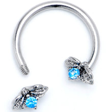 Load image into Gallery viewer, 16G 3/8 Blue Gem Beauty Bug Insect Horseshoe Circular Barbell

