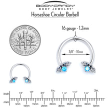 Load image into Gallery viewer, 16G 3/8 Blue Gem Beauty Bug Insect Horseshoe Circular Barbell
