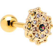 将图片加载到图库查看器，16G 1/4 Vitrail Gem Gold Tone Blossom Bloom Cartilage Earring
