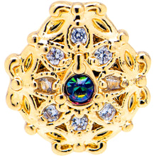 将图片加载到图库查看器，16G 1/4 Vitrail Gem Gold Tone Blossom Bloom Cartilage Earring

