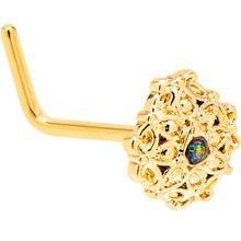 将图片加载到图库查看器，20G 7mm Vitrail Gem Gold Tone Blossom Bloom L Shape Nose Ring
