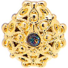 将图片加载到图库查看器，20G 7mm Vitrail Gem Gold Tone Blossom Bloom L Shape Nose Ring

