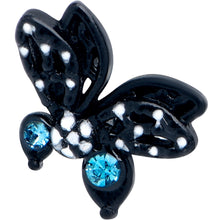Load image into Gallery viewer, 16G 1/4 Blue CZ Gem Black Night Drama Butterfly Cartilage Earring
