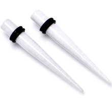 Load image into Gallery viewer, White Shimmer Acrylic Straight Taper Set 6mm to 20mm Sizes
