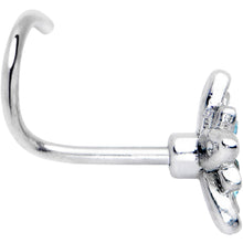 Load image into Gallery viewer, 20G 7mm Blue CZ Gem Snowflake Flower Left Side Nose Screw

