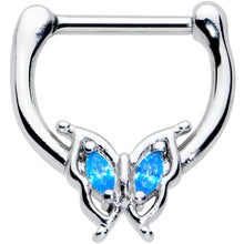 Load image into Gallery viewer, 16G 5/16 Blue Gem Fancy Fab Butterfly Cartilage Clicker
