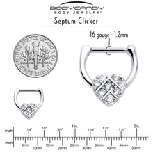 Load image into Gallery viewer, 16G 1/4 Clear CZ Gem Lattice Heart Cartilage Clicker
