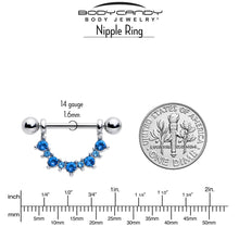 Load image into Gallery viewer, 14G 9/16 Blue CZ Gem December Birthstone Dangle Nipple Shield Set
