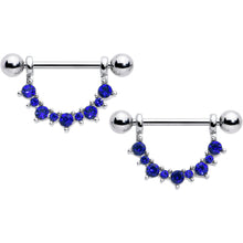 Load image into Gallery viewer, 14G 9/16 Blue CZ Gem September Birthstone Dangle Nipple Shield Set
