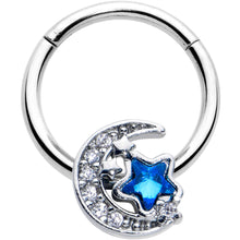将图片加载到图库查看器，16G 3/8 Blue CZ Gem Starry Night Sky Hinged Segment Ring
