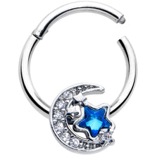 将图片加载到图库查看器，16G 3/8 Blue CZ Gem Starry Night Sky Hinged Segment Ring
