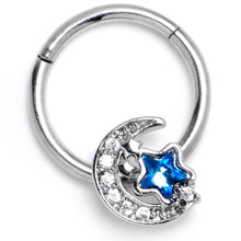 将图片加载到图库查看器，16G 3/8 Blue CZ Gem Starry Night Sky Hinged Segment Ring
