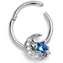 将图片加载到图库查看器，16G 3/8 Blue CZ Gem Starry Night Sky Hinged Segment Ring
