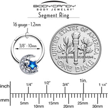 将图片加载到图库查看器，16G 3/8 Blue CZ Gem Starry Night Sky Hinged Segment Ring
