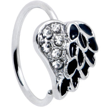 Load image into Gallery viewer, 20G 5/16 Clear Gem Heavenly Heart Angel Wing Black Nose Hoop
