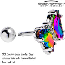 将图片加载到图库查看器，16G 1/4 Rainbow CZ Gem Simply Colorful Butterfly Cartilage Earring
