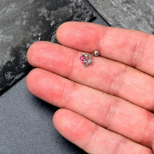 Load image into Gallery viewer, 16G 1/4 Clear CZ Gem Butterfly Rose Pink Cartilage Tragus Stud
