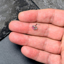 将图片加载到图库查看器，20G 7mm Clear CZ Gem Butterfly Rose Flower Pink L Shape Nose Ring
