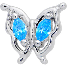 Load image into Gallery viewer, 16G 5/16 Blue Gem Fancy Fab Butterfly Internally Threaded Labret
