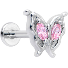 将图片加载到图库查看器，16G 5/16 Pink Gem Fancy Fab Butterfly Internally Threaded Labret
