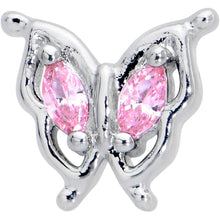 将图片加载到图库查看器，16G 5/16 Pink Gem Fancy Fab Butterfly Internally Threaded Labret
