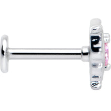 将图片加载到图库查看器，16G 5/16 Pink Gem Fancy Fab Butterfly Internally Threaded Labret

