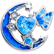 Load image into Gallery viewer, 16G 5/16 Blue CZ Gem Butterfly Love Heart Labret Monroe Tragus
