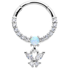 将图片加载到图库查看器，16G 3/8 Blue Synthetic Opal Butterfly Dangle Hinged Segment Ring
