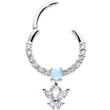 将图片加载到图库查看器，16G 3/8 Blue Synthetic Opal Butterfly Dangle Hinged Segment Ring
