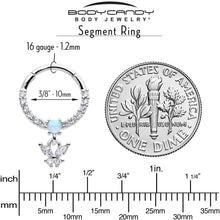 将图片加载到图库查看器，16G 3/8 Blue Synthetic Opal Butterfly Dangle Hinged Segment Ring
