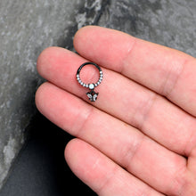Load image into Gallery viewer, 16G 3/8 Blue Synthetic Opal Black Butterfly Hinged Segment Ring
